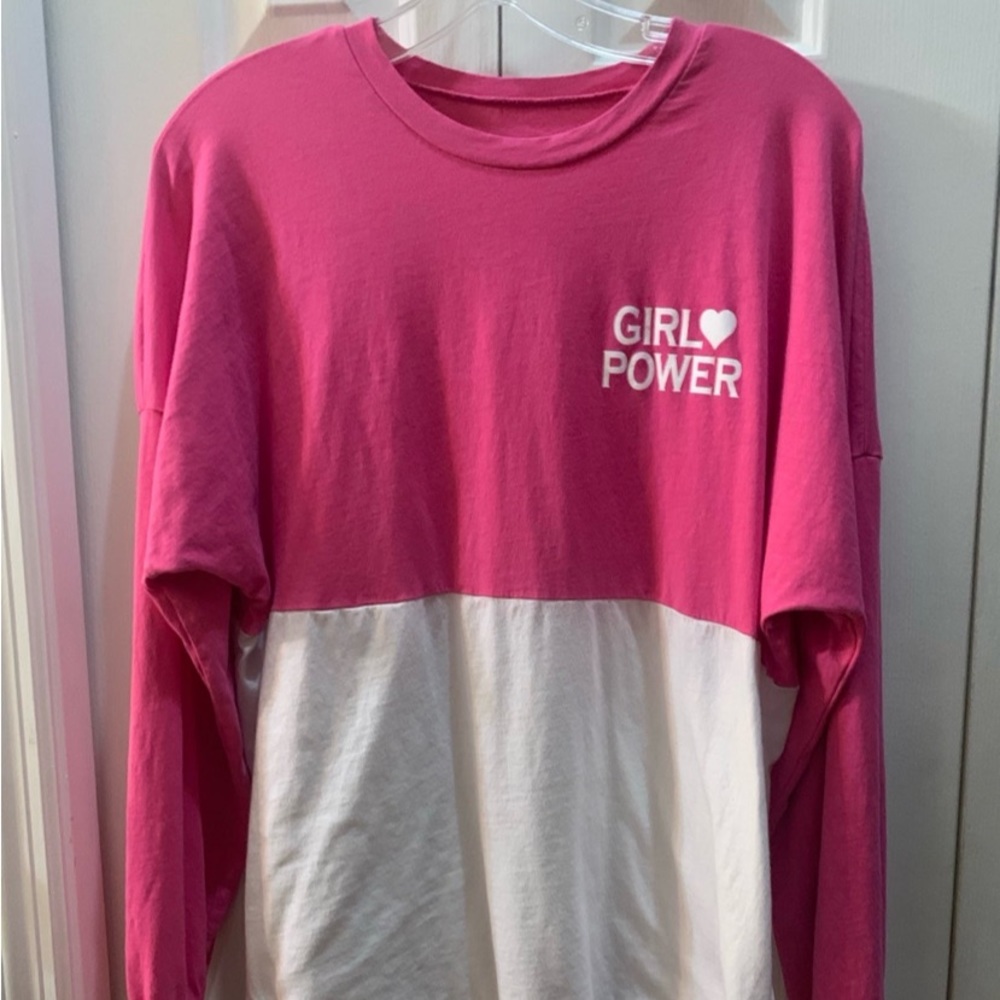 “Cali Baby” Women Pink/White Cotton Long Sleeve T-Shirt. Size: Large